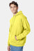 Hanes P170 Mens EcoSmart Print Pro XP Pill Resistant Hooded Sweatshirt Hoodie w/ Pouch Pocket Yellow Model Side