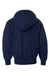 Hanes P480 Youth EcoSmart Print Pro XP Pill Resistant Full Zip Hooded Sweatshirt Hoodie w/ Pockets Navy Blue Flat Back