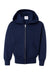 Hanes P480 Youth EcoSmart Print Pro XP Pill Resistant Full Zip Hooded Sweatshirt Hoodie w/ Pockets Navy Blue Flat Front