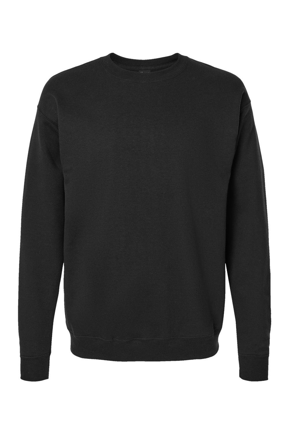 Hanes RS160 Mens Perfect Sweats Crewneck Sweatshirt Black Flat Front