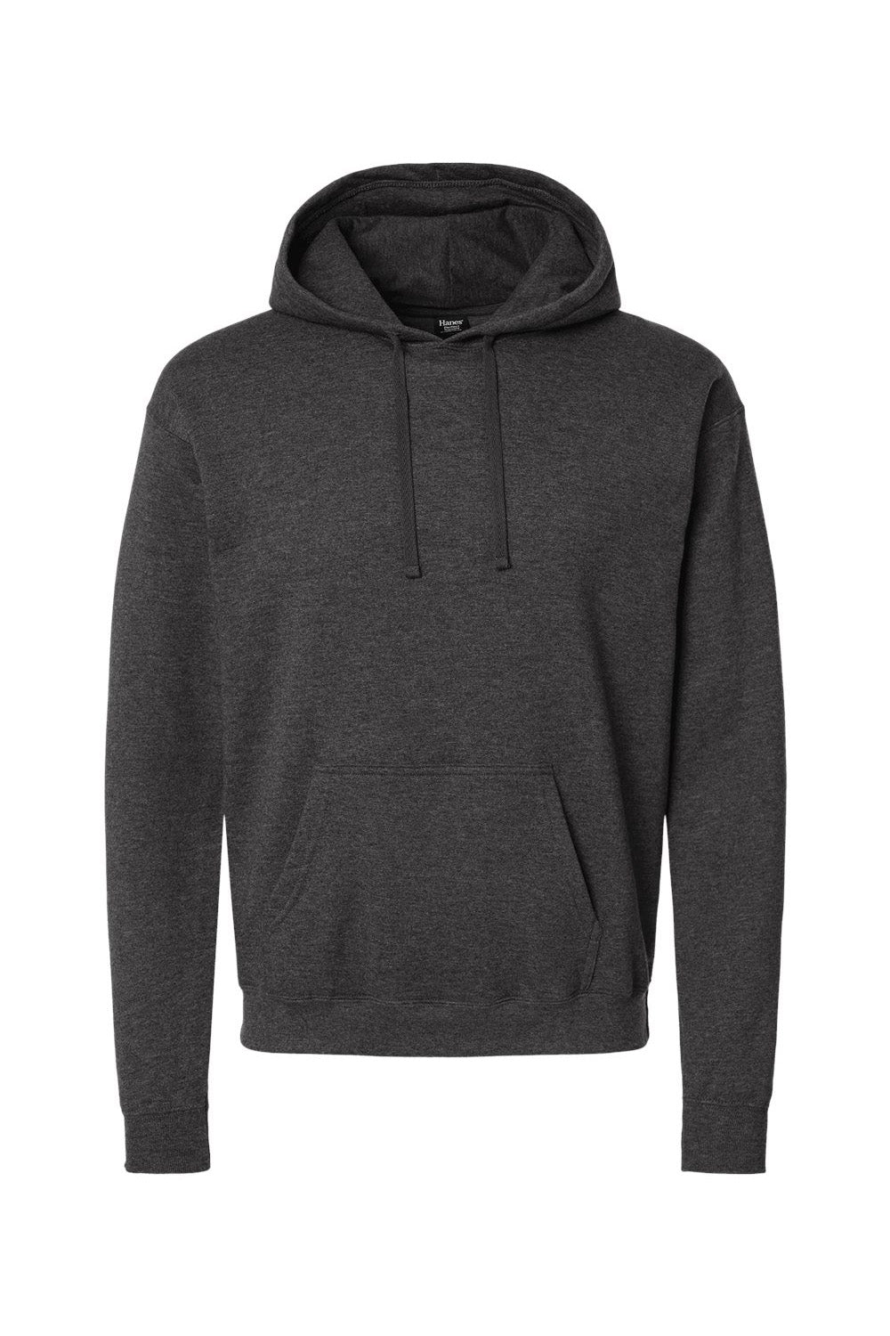 Hanes RS170 Mens Perfect Sweats Hooded Sweatshirt Hoodie w/ Pouch Pocket Heather Charcoal Grey Flat Front