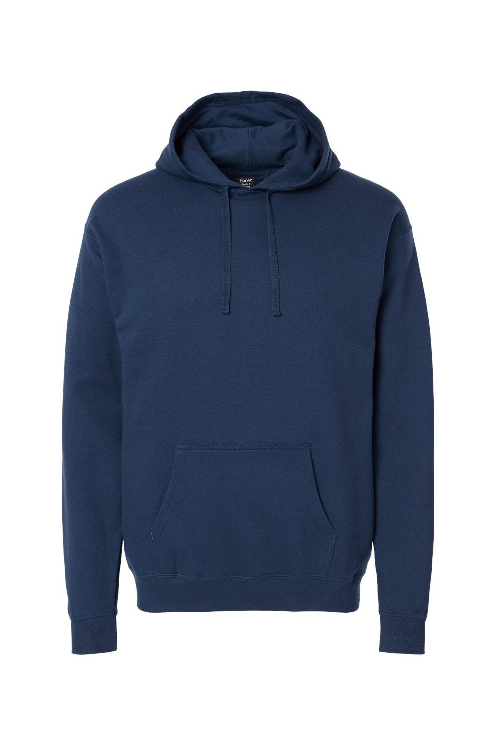 Hanes RS170 Mens Perfect Sweats Hooded Sweatshirt Hoodie w/ Pouch Pocket Navy Blue Flat Front