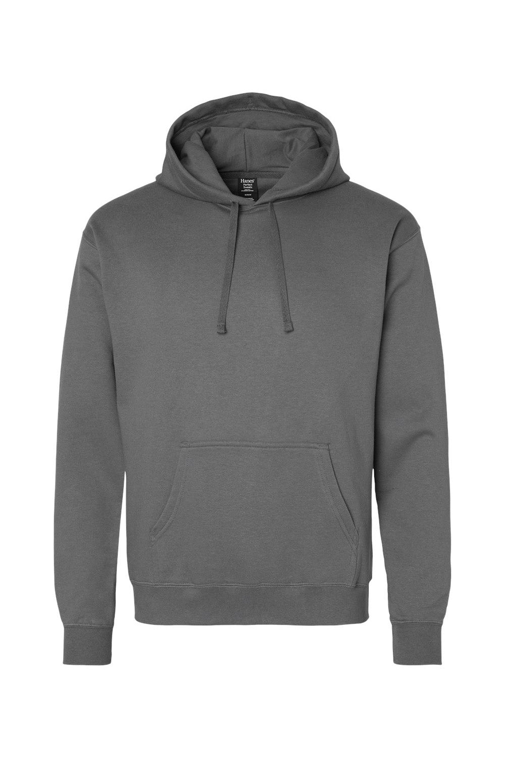 Hanes RS170 Mens Perfect Sweats Hooded Sweatshirt Hoodie w/ Pouch Pocket Smoke Grey Flat Front