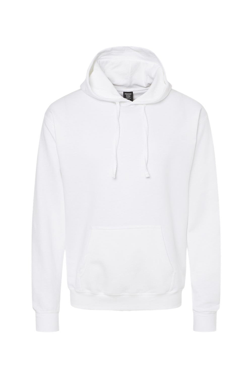 Hanes RS170 Mens Perfect Sweats Hooded Sweatshirt Hoodie w/ Pouch Pocket White Flat Front