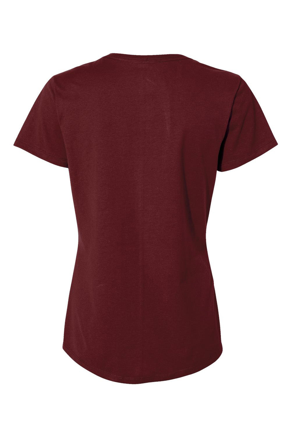 Hanes S04V Womens Nano-T Short Sleeve V-Neck T-Shirt Maroon Flat Back