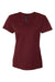 Hanes S04V Womens Nano-T Short Sleeve V-Neck T-Shirt Maroon Flat Front