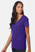 Hanes S04V Womens Nano-T Short Sleeve V-Neck T-Shirt Purple Model Side