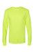 Hanes W120 Mens Workwear UPF 50+ Long Sleeve Crewneck T-Shirt w/ Pocket Safety Green Flat Front