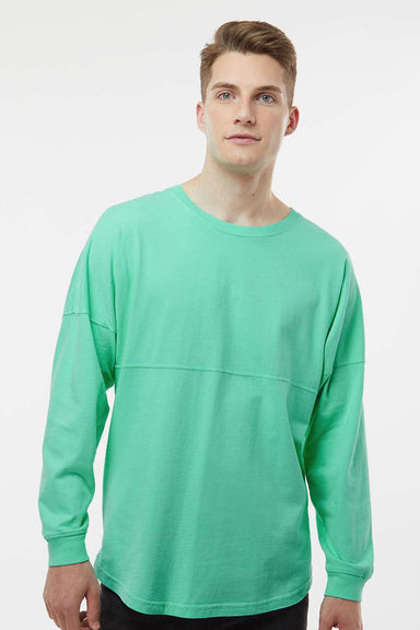 J America JA8229/8229 Mens Game Day Jersey Long Sleeve Crewneck T-Shirt Mint Green Model Front