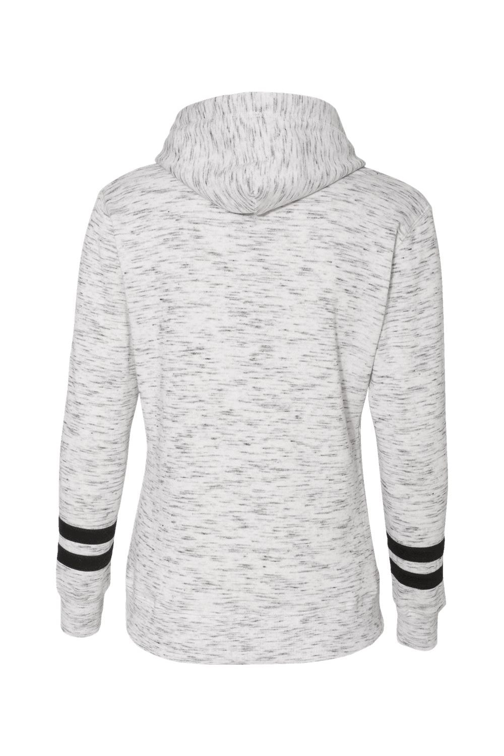 J America JA8674/8674 Womens Fleece Hooded Sweatshirt Hoodie w/ Pouch Pocket White/Black Flat Back