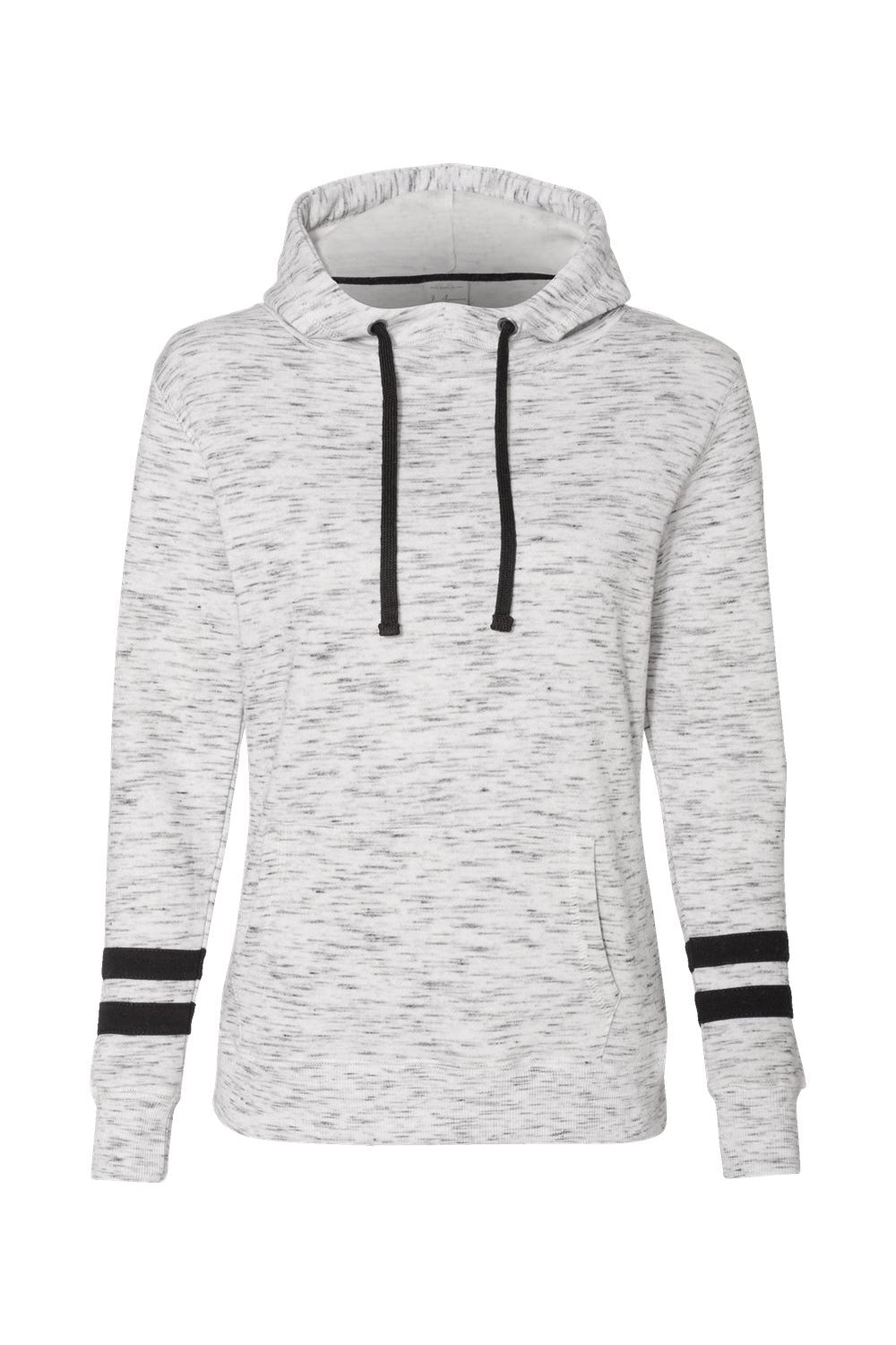 J America JA8674/8674 Womens Fleece Hooded Sweatshirt Hoodie w/ Pouch Pocket White/Black Flat Front