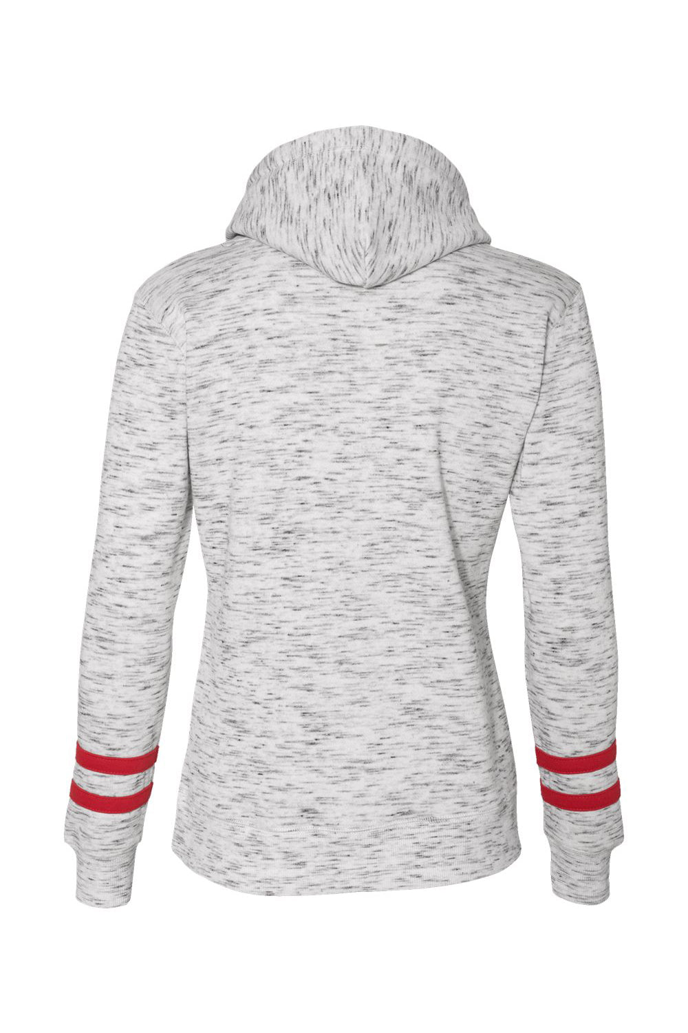 J America JA8674/8674 Womens Fleece Hooded Sweatshirt Hoodie w/ Pouch Pocket White/Red Flat Back