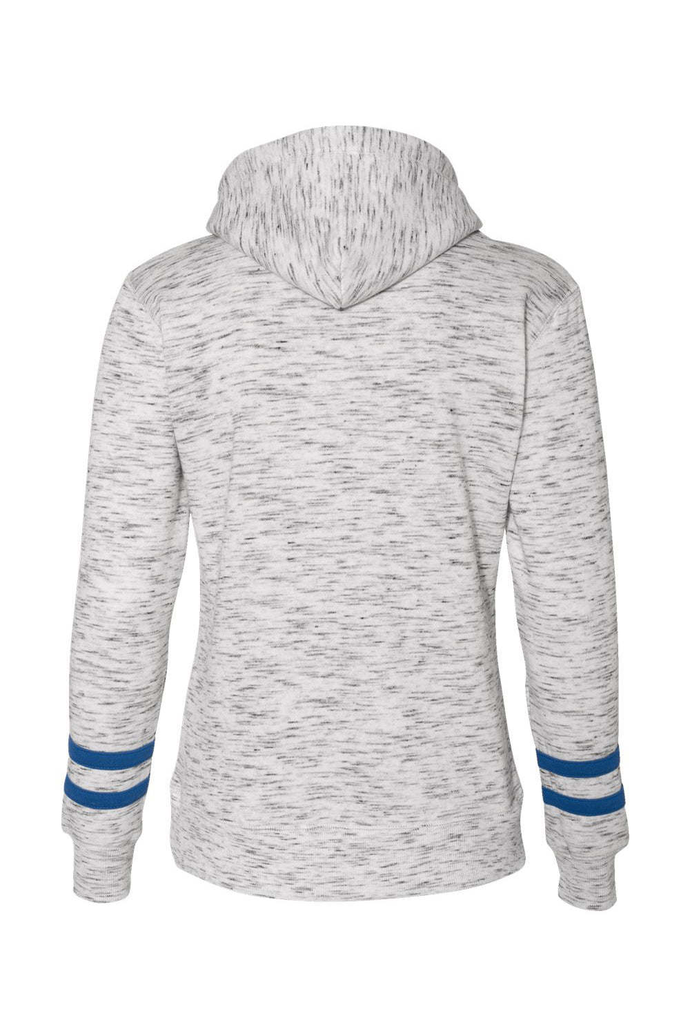 J America JA8674/8674 Womens Fleece Hooded Sweatshirt Hoodie w/ Pouch Pocket White/Royal Blue Flat Back