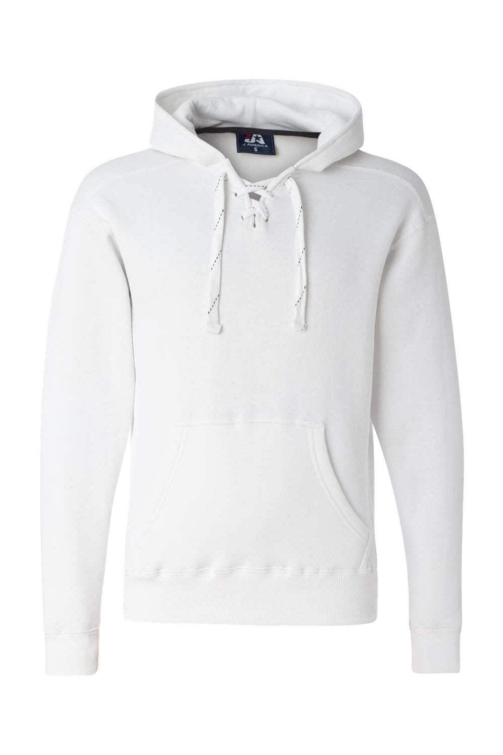 J America JA8830/8830 Mens Sport Lace Hooded Sweatshirt Hoodie w/ Pouch Pocket White Flat Front