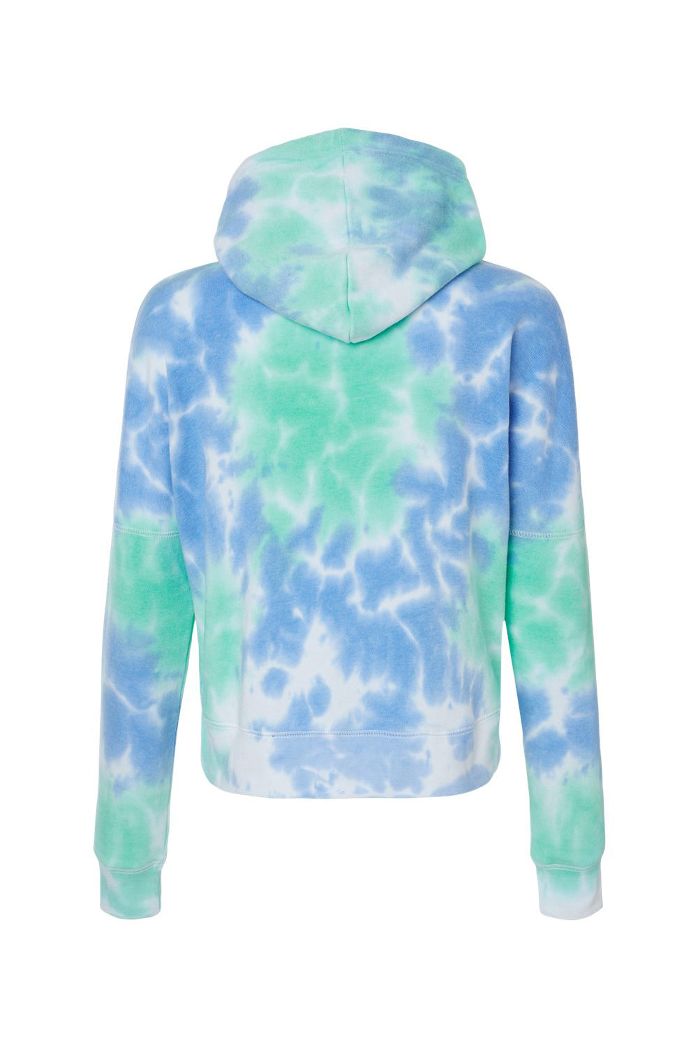 J America 8853JA Womens Cropped Hooded Sweatshirt Hoodie Lagoon Tie Dye Flat Back