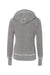 J America JA8912/8912 Womens Zen Burnout Fleece Hooded Sweatshirt Hoodie w/ Pouch Pocket Cement Grey Flat Back