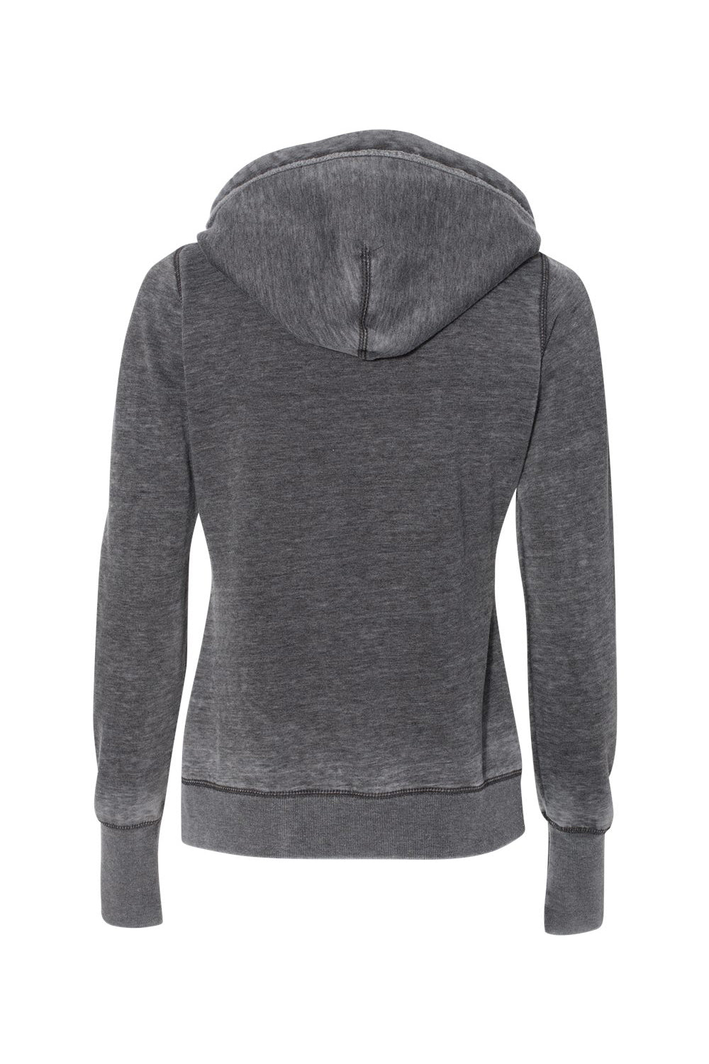 J America JA8912/8912 Womens Zen Burnout Fleece Hooded Sweatshirt Hoodie w/ Pouch Pocket Dark Smoke Grey Flat Back