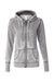 J America JA8913/8913 Womens Zen Burnout Fleece Full Zip Hooded Sweatshirt Hoodie w/ Pockets Cement Grey Flat Front