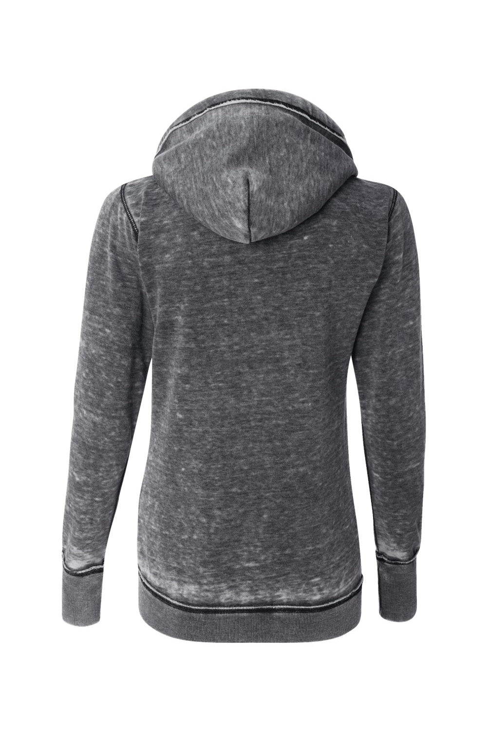 J America JA8913/8913 Womens Zen Burnout Fleece Full Zip Hooded Sweatshirt Hoodie w/ Pockets Dark Smoke Grey Flat Back