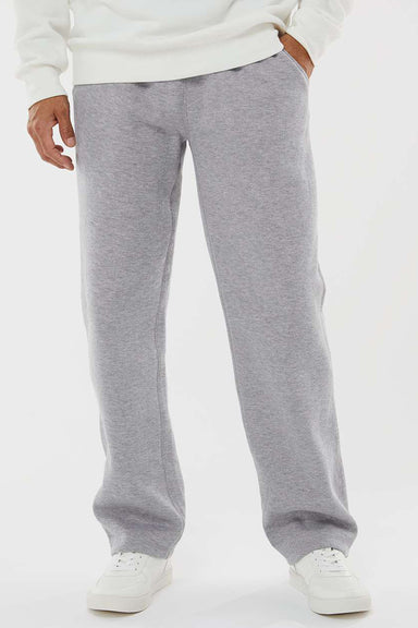 J America JA8992 Mens Open Bottom Fleece Sweatpants w/ Pockets Oxford Grey Model Front