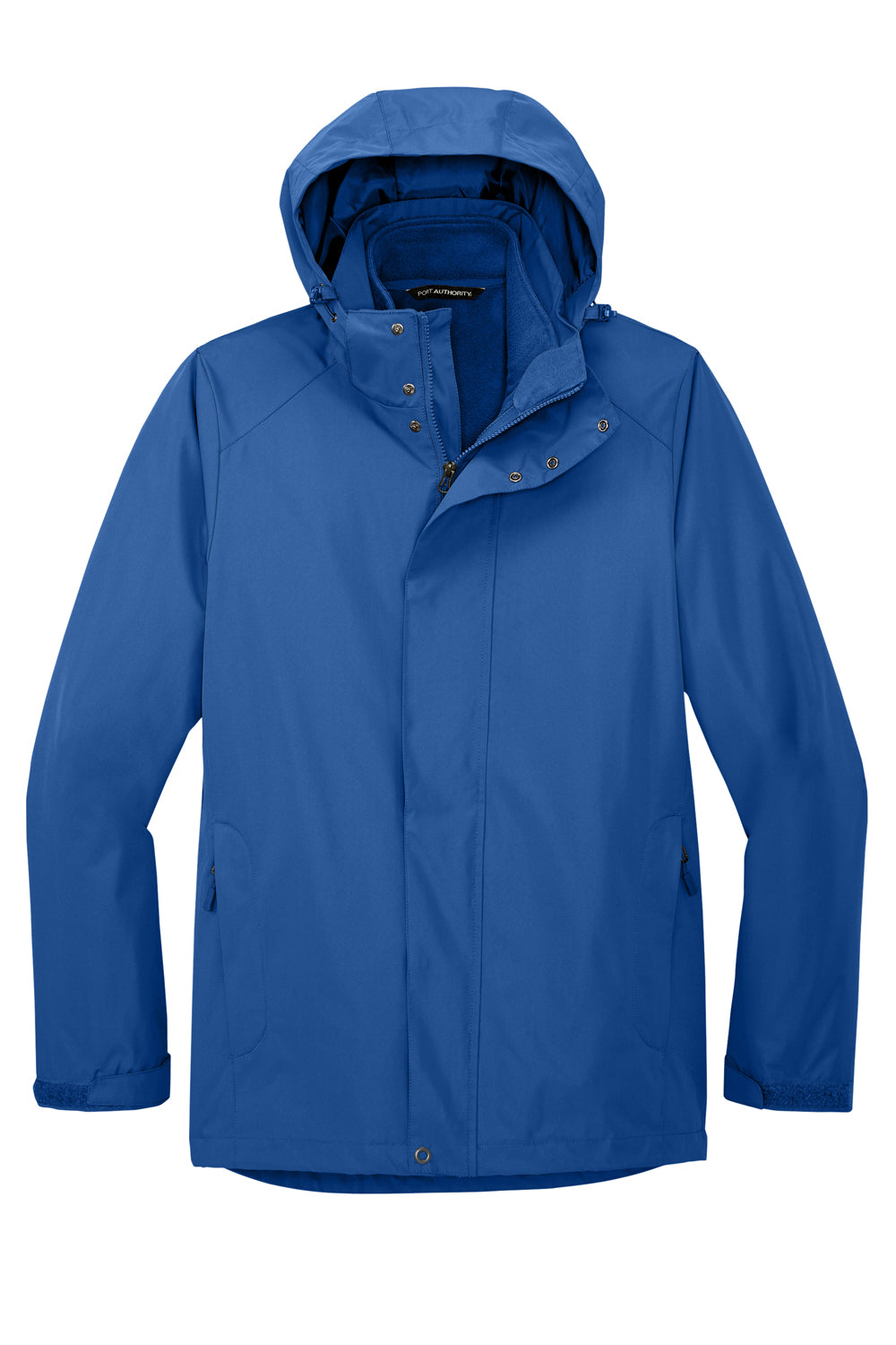 Port Authority J123 Mens All Weather 3-in-1 Water Resistant Full Zip Hooded Jacket True Blue Flat Front