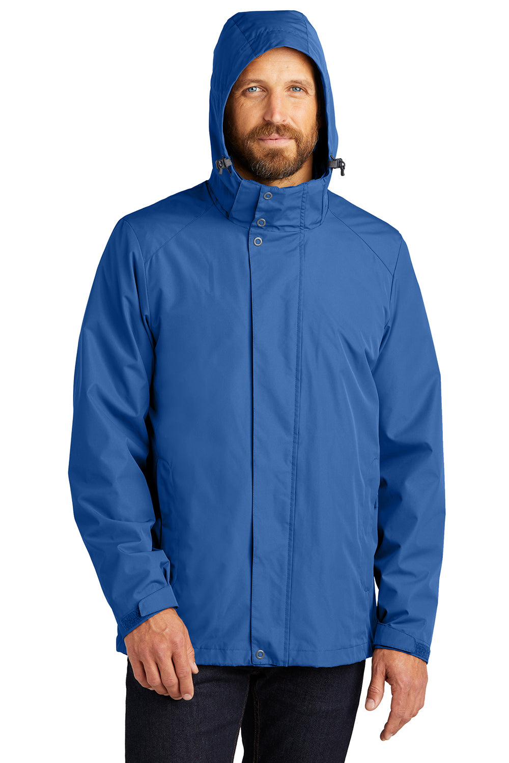 Port Authority J123 Mens All Weather 3-in-1 Water Resistant Full Zip Hooded Jacket True Blue Model 3q