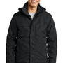 Port Authority Mens Herringbone 3-in-1 Waterproof Full Zip Hooded Jacket - Black