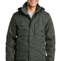 Port Authority Mens Herringbone 3-in-1 Waterproof Full Zip Hooded Jacket - Spruce Green