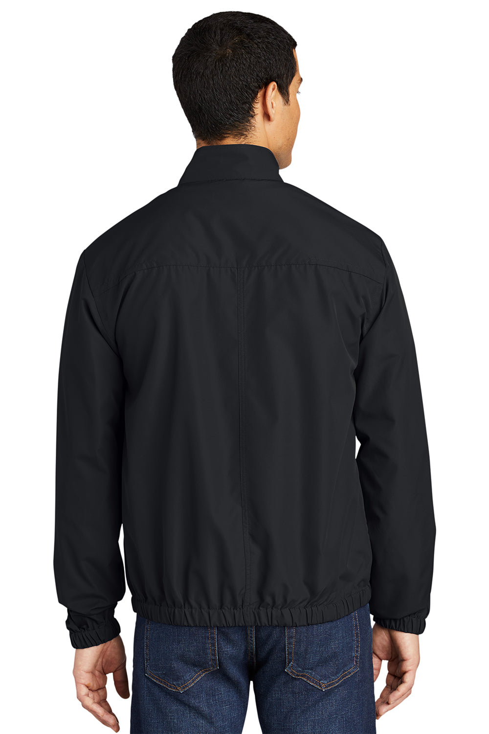 Port Authority J305 Mens Essential Water Resistant Full Zip Jacket Black Model Back