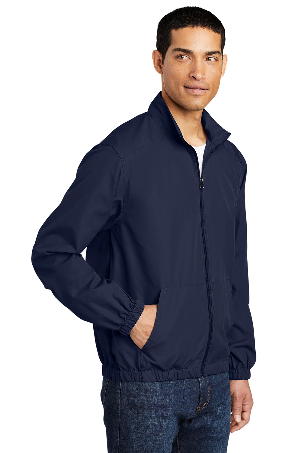 Port Authority J305 Mens Essential Water Resistant Full Zip Jacket True Navy Blue Model 3q