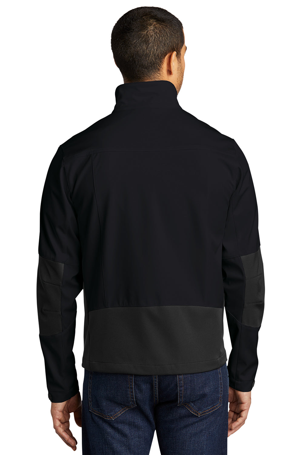 Port Authority J307 Mens Embark Wind & Water Resistant Full Zip Jacket Black/Deep Grey Model Back