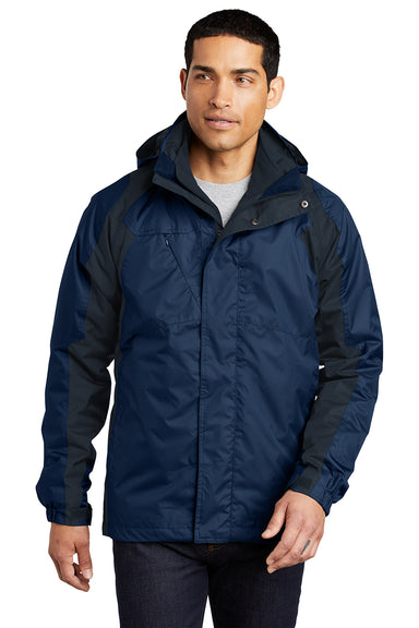 Port Authority J310 Mens Ranger 3-in-1 Waterproof Full Zip Hooded Jacket Insignia Blue/Navy Blue Model Front