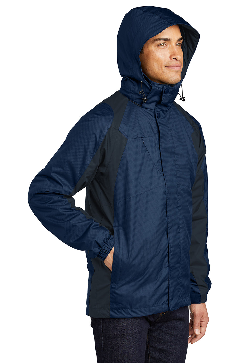 Port Authority J310 Mens Ranger 3-in-1 Waterproof Full Zip Hooded Jacket Insignia Blue/Navy Blue Model 3q