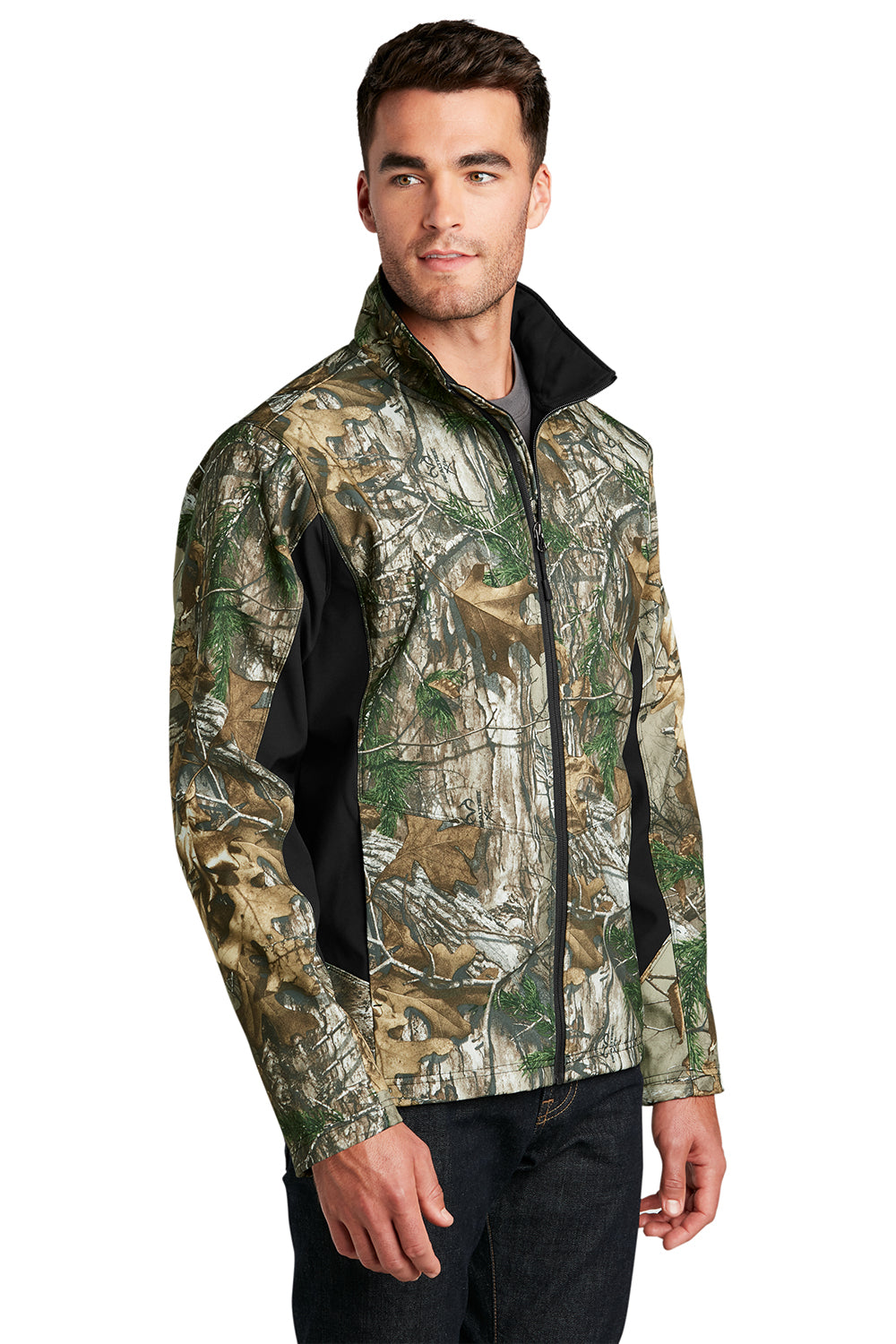 Port Authority J318C Mens Wind & Water Resistant Full Zip Jacket Realtree Xtra Camo/Black Model 3q