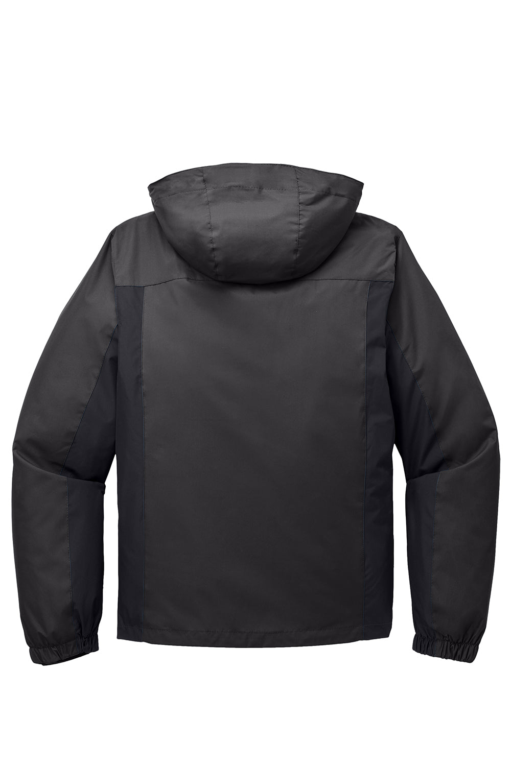 Port Authority J321 Mens 3-in-1 Wind & Water Resistant Full Zip Hooded Jacket Black/Magnet Grey Flat Back