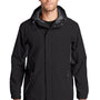 Port Authority Mens Cascade Waterproof Full Zip Hooded Jacket - Black/Magnet Grey