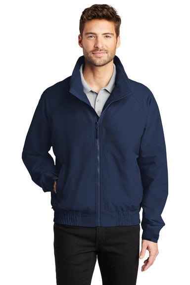 Port Authority J329/TLJ329 Mens Charger Wind & Water Resistant Full Zip Jacket True Navy Blue Model Front