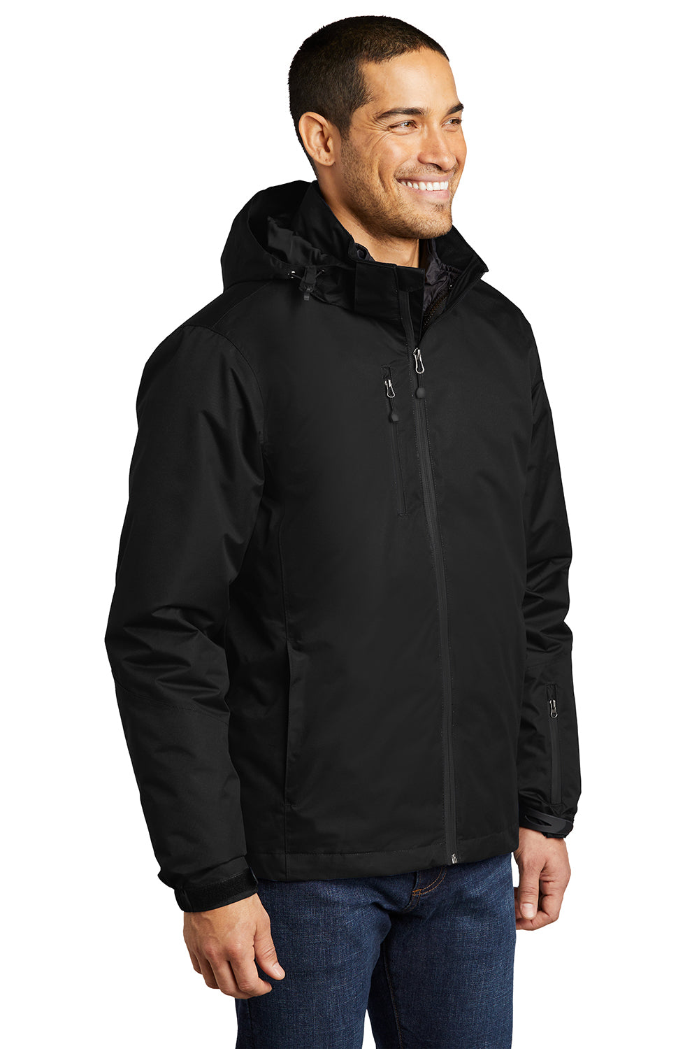 Port Authority J332 Mens Vortex 3-in-1 Waterproof Full Zip Hooded Jacket Black Model 3q