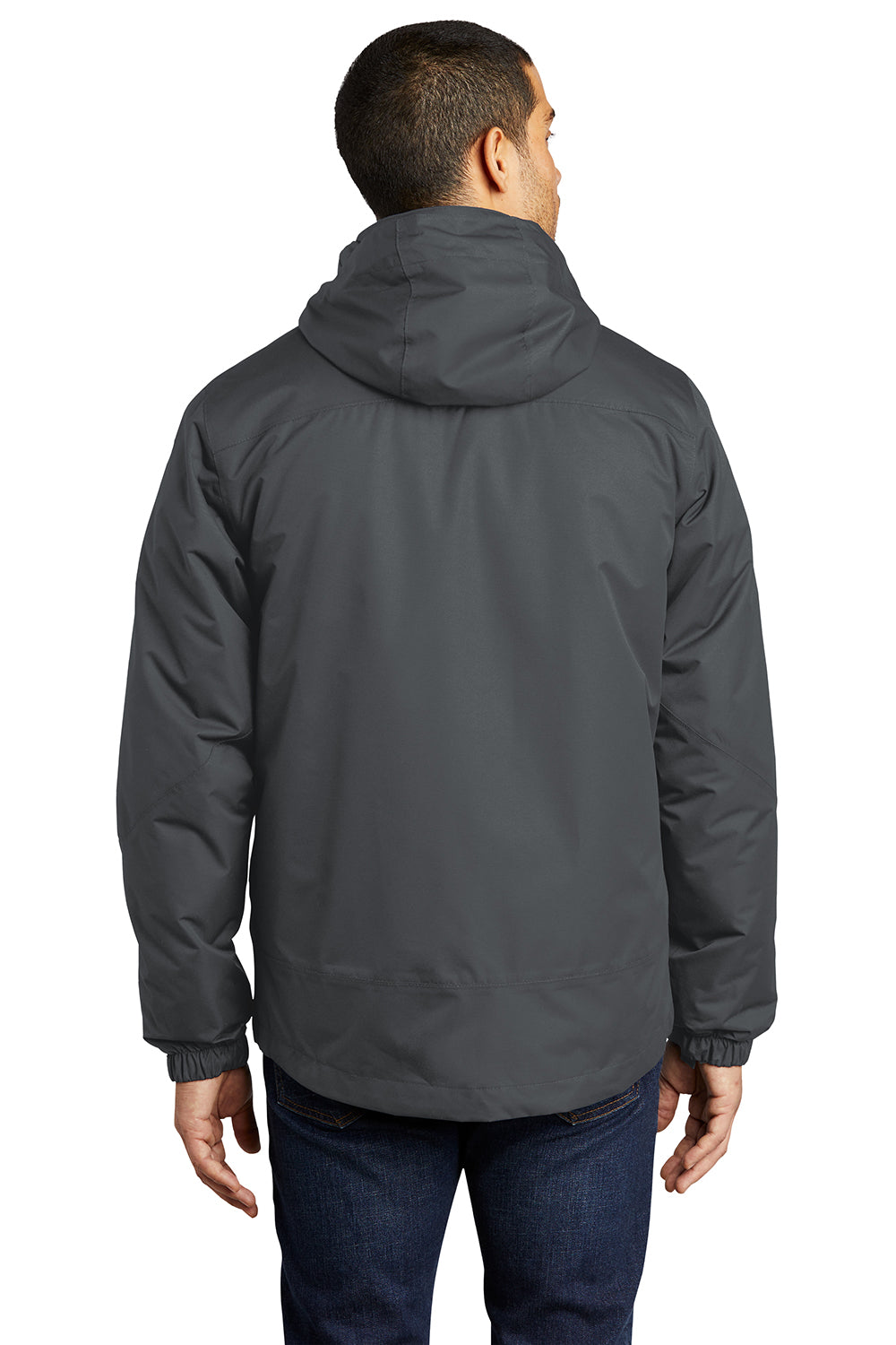 Port Authority J332 Mens Vortex 3-in-1 Waterproof Full Zip Hooded Jacket Magnet Grey/Orange Model Back