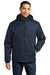 Port Authority J332 Mens Vortex 3-in-1 Waterproof Full Zip Hooded Jacket River Navy Blue Model Front