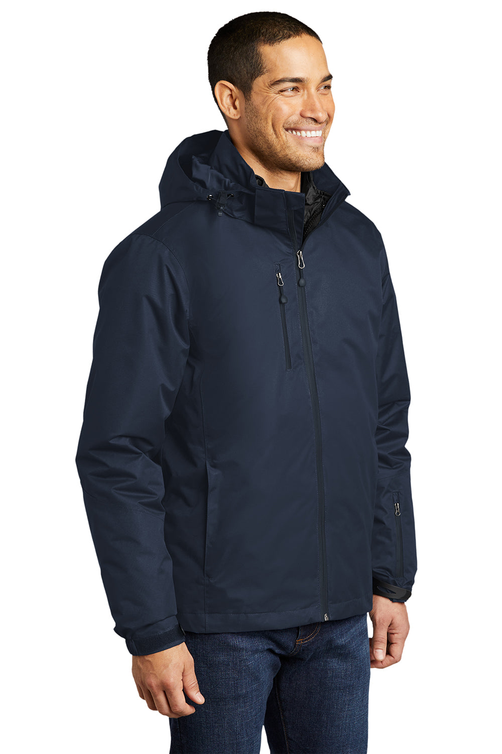 Port Authority J332 Mens Vortex 3-in-1 Waterproof Full Zip Hooded Jacket River Navy Blue Model 3q