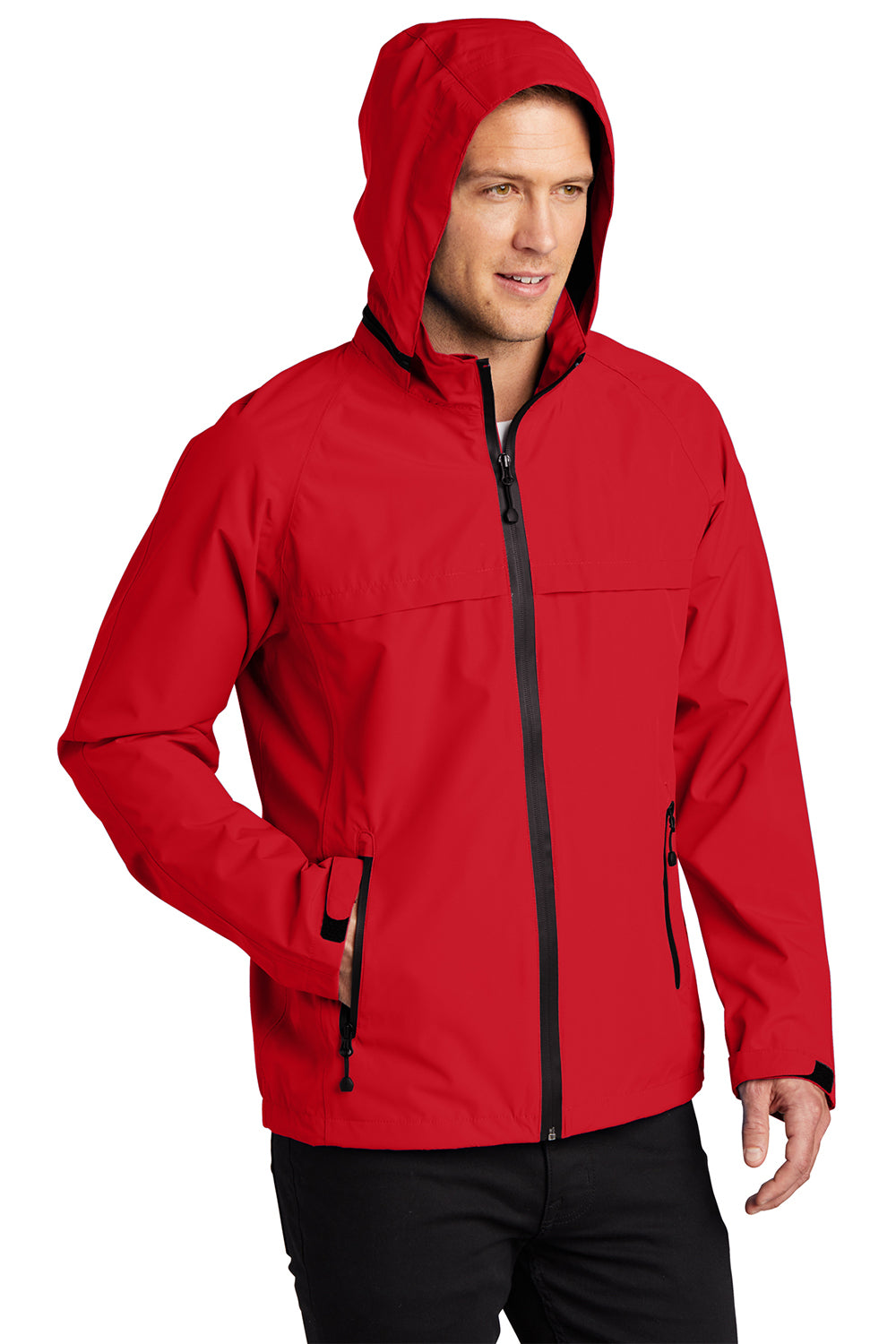 Port Authority J333 Mens Torrent Waterproof Full Zip Hooded Jacket Deep Red Model 3q