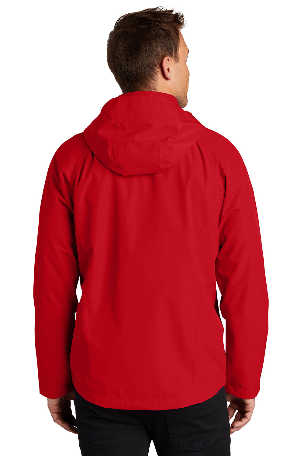 Port Authority J333 Mens Torrent Waterproof Full Zip Hooded Jacket Deep Red Model Back