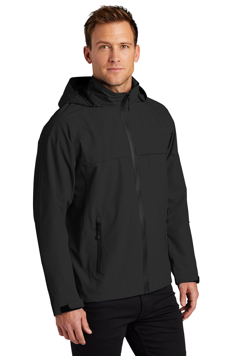 Port Authority J333 Mens Torrent Waterproof Full Zip Hooded Jacket Black Model 3q