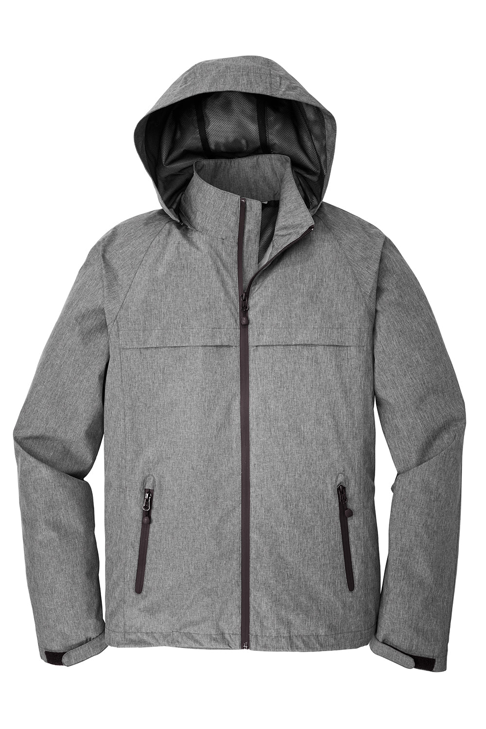 Port Authority J333 Mens Torrent Waterproof Full Zip Hooded Jacket Heather Dark Grey Flat Front