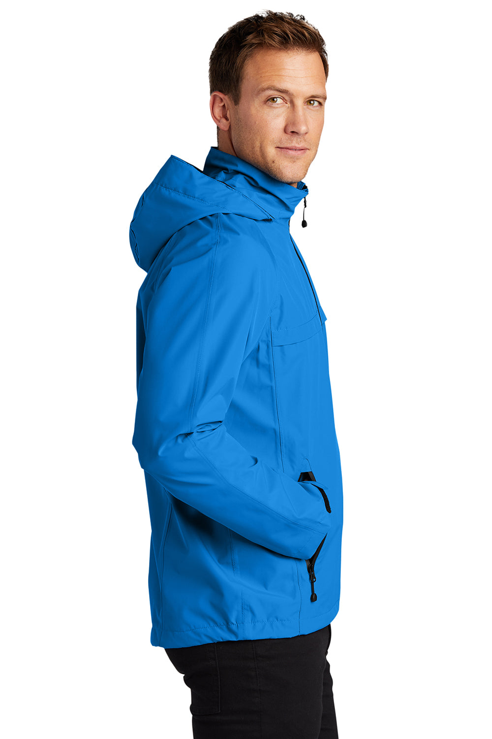 Port Authority J333 Mens Torrent Waterproof Full Zip Hooded Jacket Direct Blue Model Side