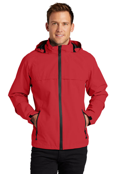 Port Authority J333 Mens Torrent Waterproof Full Zip Hooded Jacket Engine Red Model Front