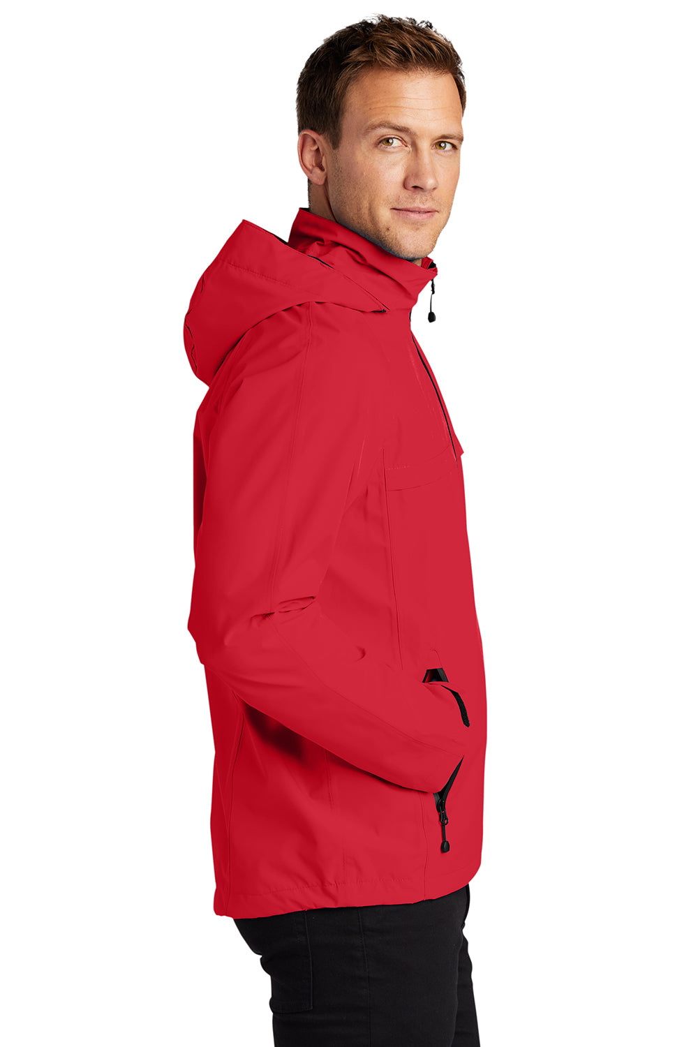 Port Authority J333 Mens Torrent Waterproof Full Zip Hooded Jacket Engine Red Model Side