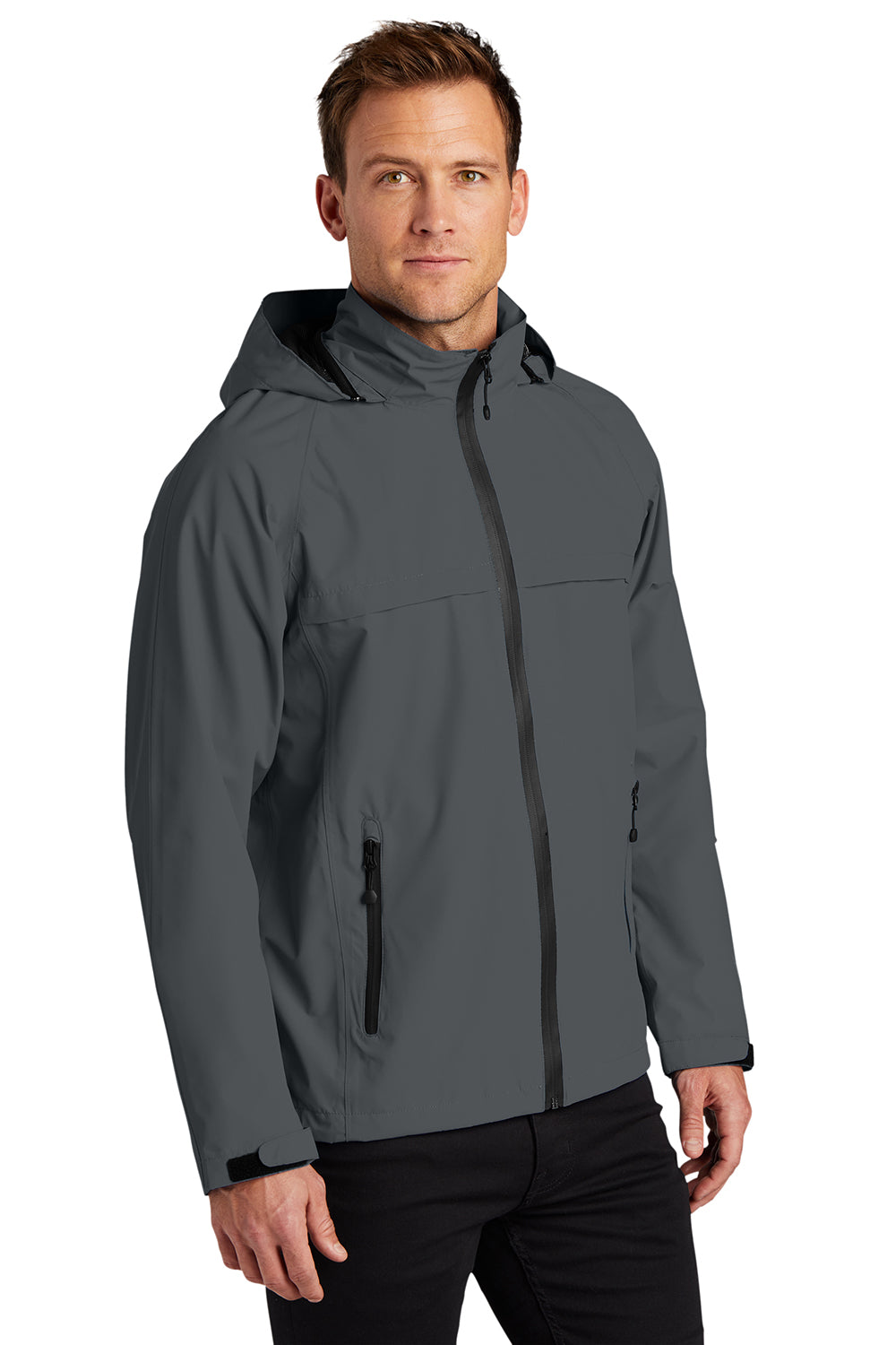 Port Authority J333 Mens Torrent Waterproof Full Zip Hooded Jacket Magnet Grey Model 3q