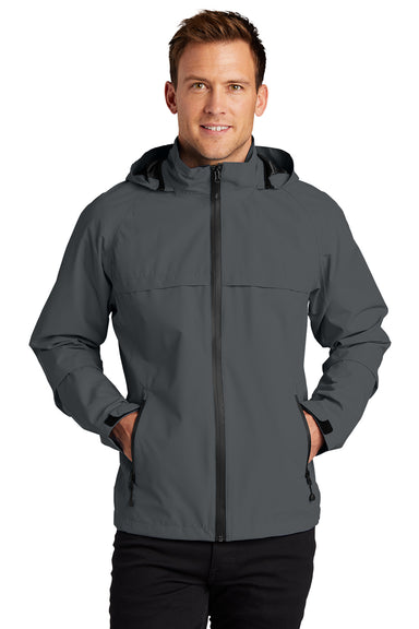 Port Authority J333 Mens Torrent Waterproof Full Zip Hooded Jacket Magnet Grey Model Front